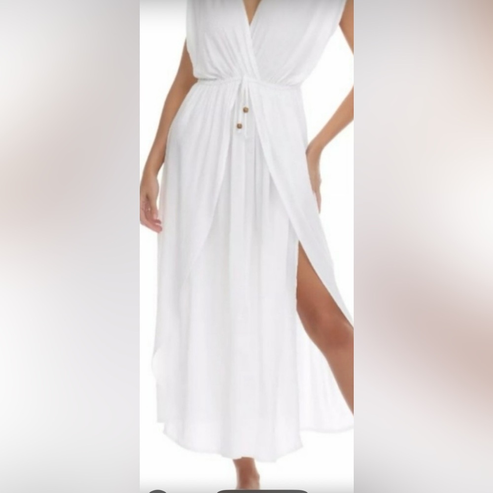 Elegant White Sleeveless Maxi Cover Up Dress xl PTP 26